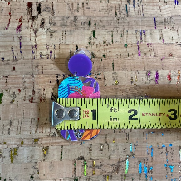 Tropical Floral Acrylic Earrings Hawaiian - Picture 5 of 6